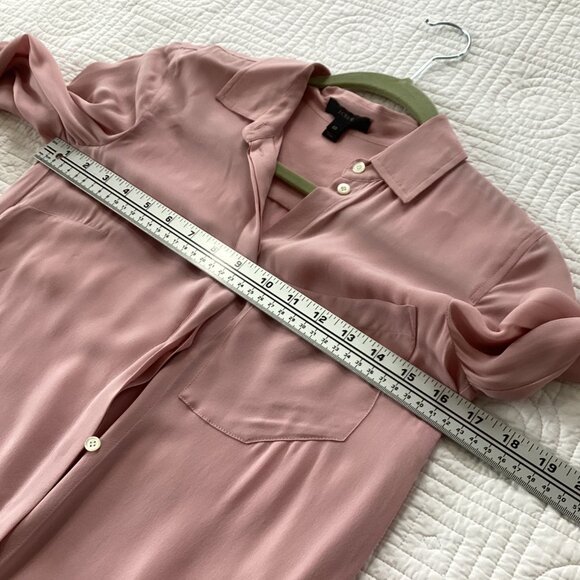 J. Crew Womens Pink 100% Silk Long Sleeve Button-Up Blouse Size 00 - Picture 5 of 10